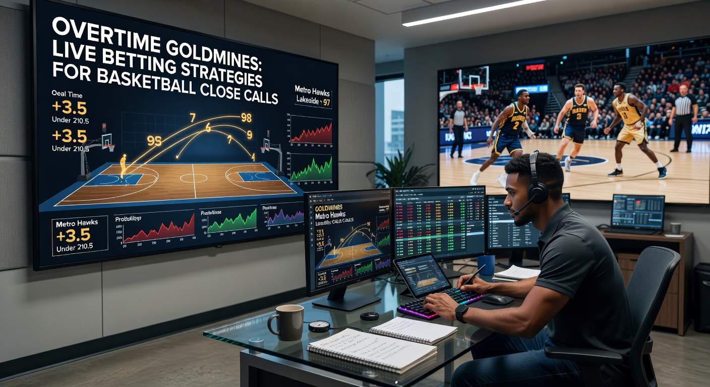 Live-Wettinterface während eines Basketballspiels mit Overtime-Optionen und schwankenden Quoten in Echtzeit