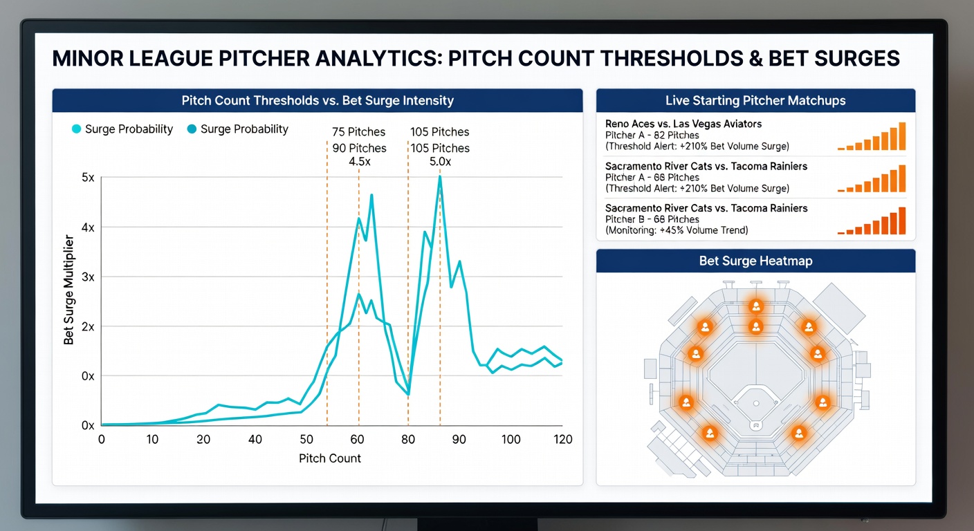 Datenanalyse-Grafik zu Pitch Counts und Wettmarktbewegungen in Minor Leagues